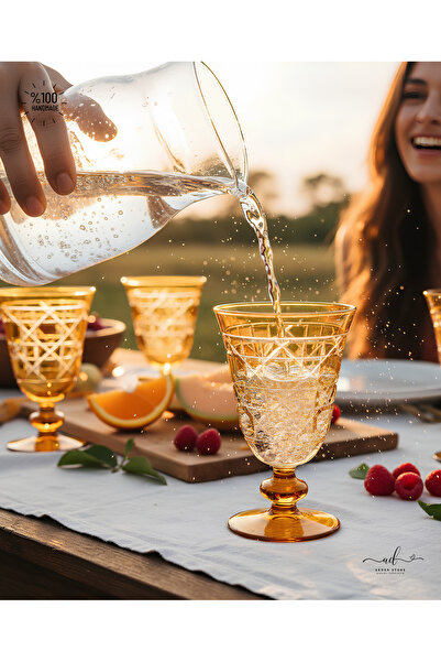 AKDEN STORE كأس ستيلا مزخرف يدويًا، كأس زجاجي