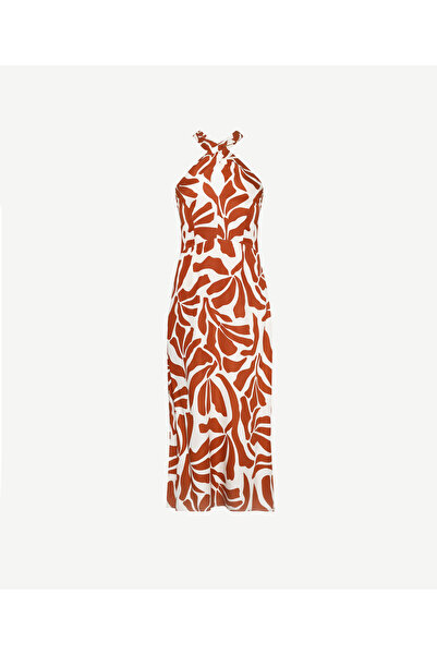 Yargıcı Boyundan Bağlamalı Sırtı Açık Uzun Elbise