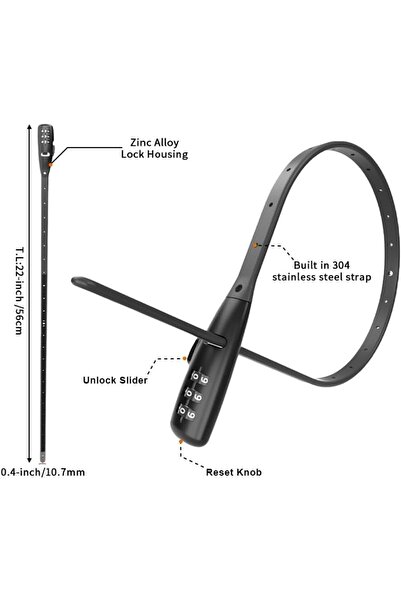 Lumely 2 Pack Zip Tie Lock,3-Digit Combo Adjustable Bike Lock,Ideal for Refrigerator Fridge Gate Bike