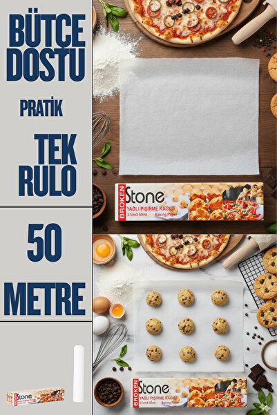 Broken Stone ورق خبز 37 سم × 50 متر سهل الاستخدام في المطبخ ورق خبز 1 قطعة