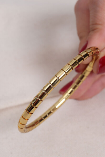 Süspüs Accessories Boru Model Gold Renk Çelik Kelepçe Bileklik