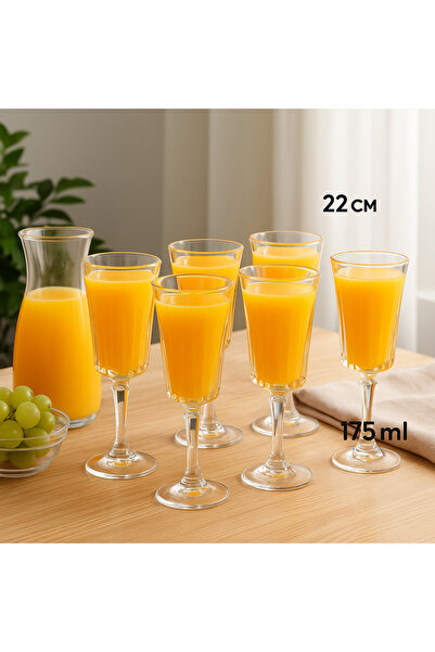 Dania Luxury Glass Drinking Glasses Set - 6 Pieces, Height 22 cm, Capacity 175 ml