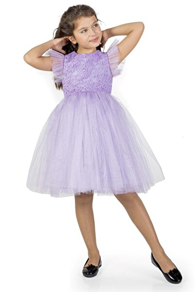 Mnk Baby&Kids Rochie de bal pentru fete din tul din dantela Roza MNK0546 LILA