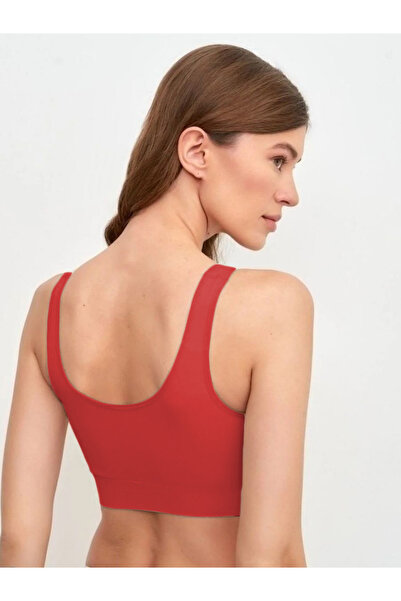 MİSTİRİK Panax Model Firming Firming Thick Strap Pad Bustier Red Color