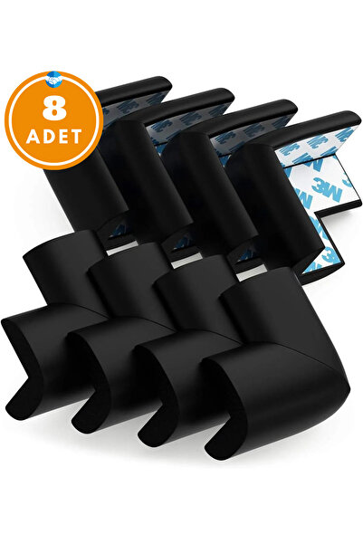 Miningaa 8 Pieces 3m Brand Tape Gifted Rubber Table Coffee Table Corner Protector Black (HOME OFFICE WORKSHOP) Baby Kids