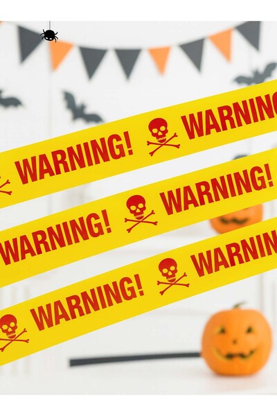 Parti Adresi Cadılar Bayramı Uyarı Bantları Halloween Korku Bandı Parti Dekor...