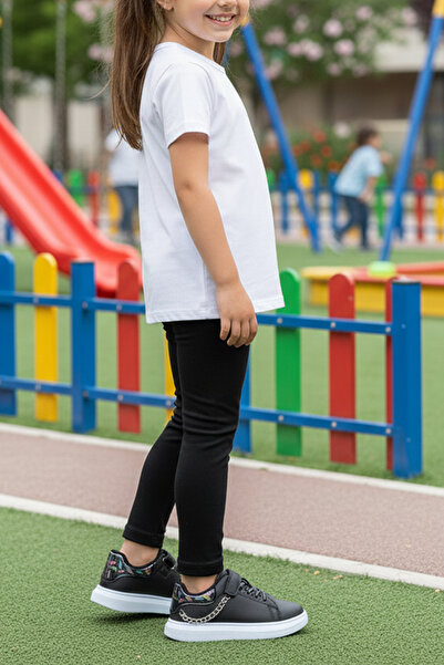 StWenn High Thick Sole Flat Model Chain School Shoes