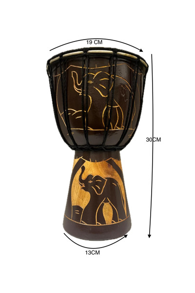 BARC AHŞAP DJEMBE OTANTİK ÇALGI 006 30CM MAHONI AGACI KEÇİ DERİSİ DARBUKA DEKORATİF DAVUL