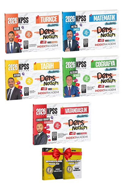 İndeks Akademi 2026 KPSS Türkçe+Matematik+Tarih+Coğrafya+Vatandaşlık Ders Not...