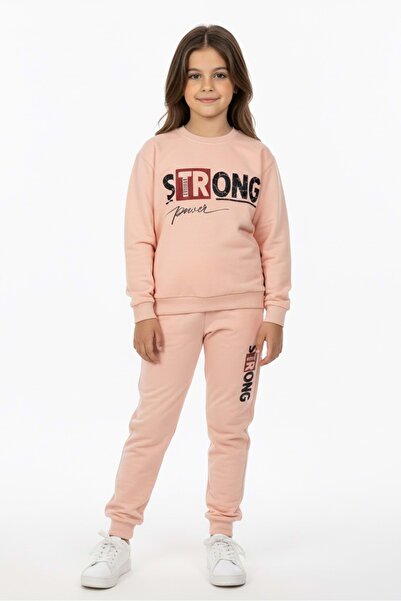 Mnk Baby&Kids Strong Motif Kız Çocuk Eşofman MNK0625 SOMON