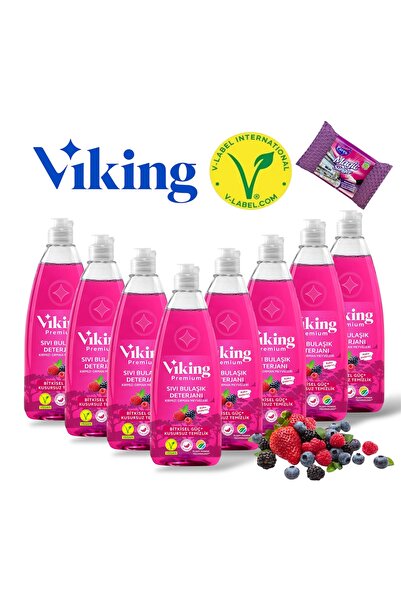 Viking Premium Orman Meyvesi Kokulu Bulaşık Deterjanı X8 Adet + Magic Sünger