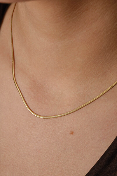 ByFlorya Jewelry Çelik İtalyan Kolye Balık Sırtı Yassı Zincir Yılan Kolye 1mm...