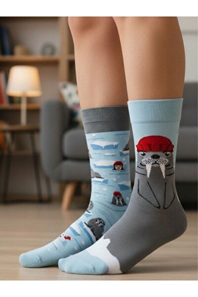 AKSU ÇORAP جوارب منقوشة على شكل مورس يمين ويسار