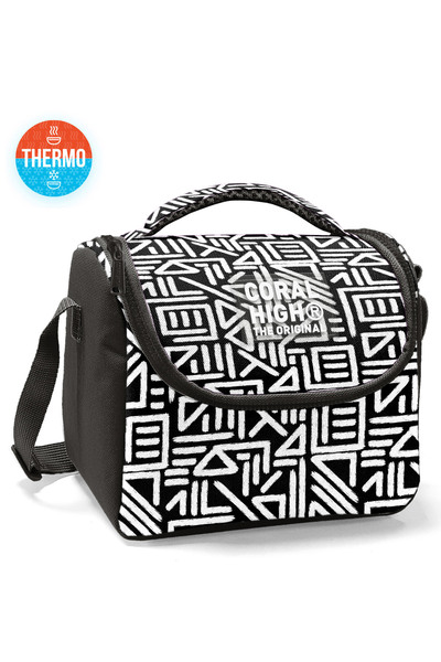 Coral High Kids Black and White Geometric Patterned Thermo Lunchbox 22782