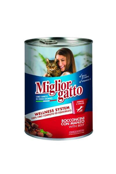 Miglior Chunks with Beef Wet Cat Food, 405g Pack of 12