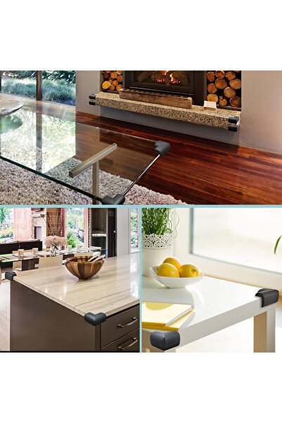 Miningaa 3m Brand Tape Gift, Rubber Table Coffee Table TV Unit Edge Corner Protector Black Color (SET OF 4)
