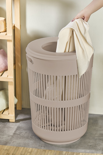 İronika Solara Dekoratif Kirli Çamaşır Sepeti Oyuncak Sepeti 60 Litre - Kahve