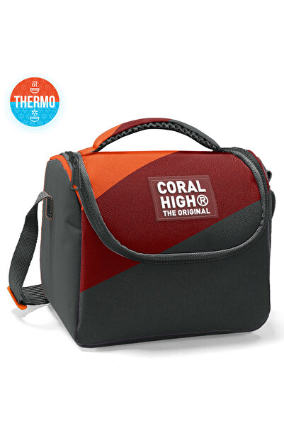Coral High Kids Dark Gray Orange Claret Red Colored Thermo Lunchbox 22792