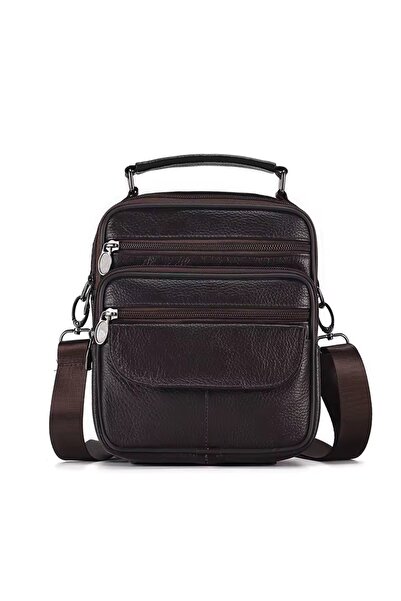 PFY Geanta de umar pentru barbati, Oriol GT3264, piele naturala, Maro inchis