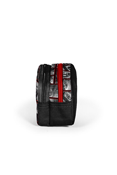 Coral High Kids Black Red Car Patterned Two Compartment Pen Bag 12120