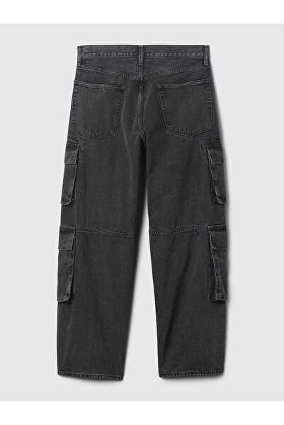 GAP Erkek Siyah Double Kargo Baggy Jean Pantolon