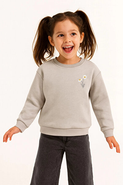 Divonette Дівчачий сірий світшот з ромашками - Стильний одяг для дівчаток