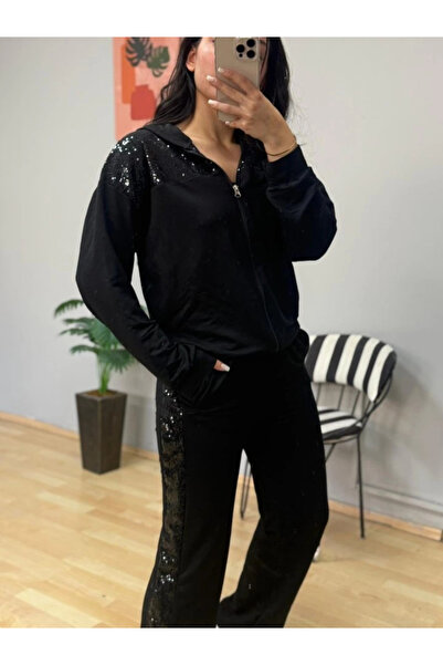 ARONA Mdb Women's Two Thread Fabric Double Suit with Sequins and Zipper Detail