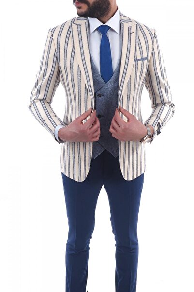 Jan Carlucci kombinli slimfit Yelekli Takım Elbise