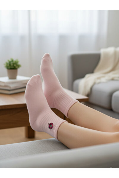 AKSU ÇORAP جوارب رياضية للتنس باللون الوردي مطرزة على شكل دونات