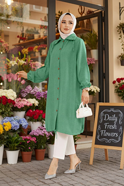 N.S NEVA STYLE Buttoned Green Hijab Tunic 70881Y