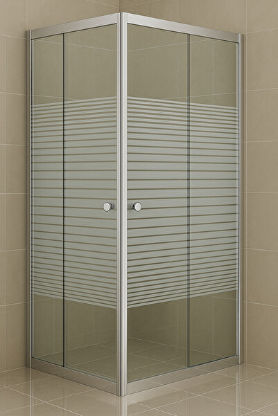 Durul Duşakabin 90x90 Kare Çizgili Cam