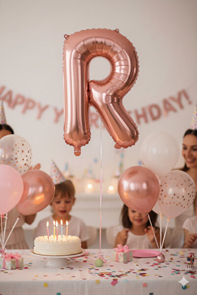 Deniz Party Store Rose Gold Folyo Balon 36 - 40 Cm ( R ) Harfi
