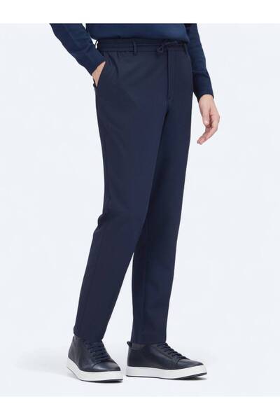 Kip Lacivert Düz Dokuma Jogging Fit Casual Pantolon
