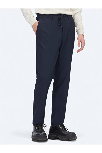 Kip Μπλε Navy Straight Woven Jogging Fit Casual παντελόνι