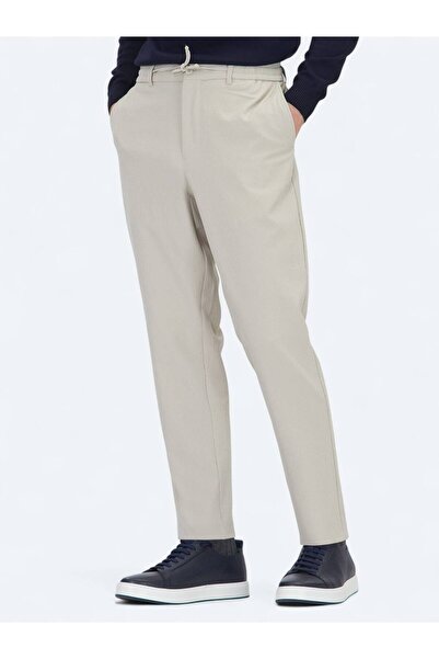 Kip Beige Straight Woven Jogging Fit Casual Trousers
