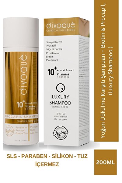 DIVOQUE Yoğun Dökülme Karşıtı Şampuan – Biotin & Procapil, Sülfatsız 200 ml