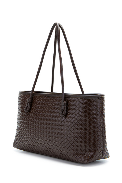 minebag Γυναικεία τσάντα ώμου Dora από συνθετικό δέρμα με πλεκτή λεπτομέρεια καφέ