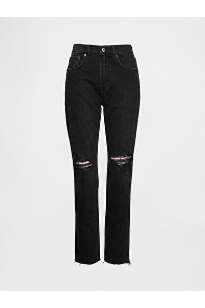 GAP Kadın Siyah High Rise Cheeky Straight Jean Pantolon