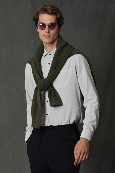 Lufian Regular Fit Taş Erkek Kadife Gömlek 112010558