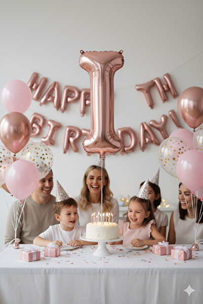 Deniz Party Store بالون ورق ذهبي وردي 36 - 40 سم ( I ) حرف