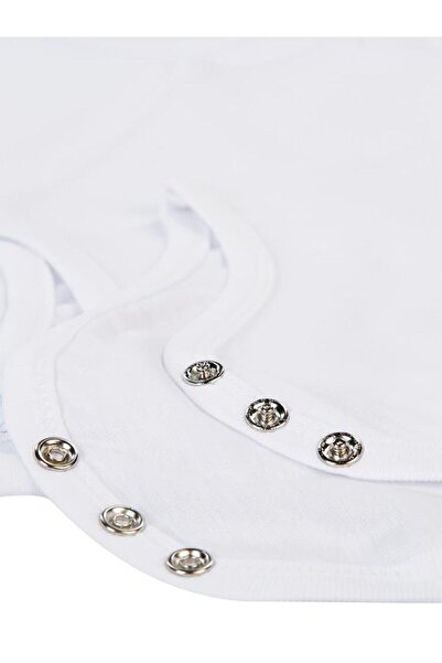 Kujju White 5-Piece Snap-On Crew Neck Rib Baby Basic Badi - 3-9 Months