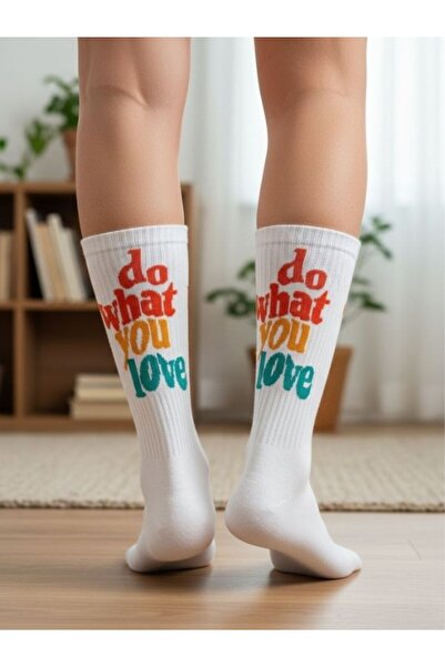 AKSU ÇORAP افعل ما تحب جوارب رياضية للتنس مكتوبة بالألوان