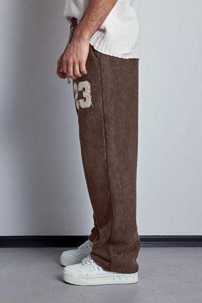 ablukaonline Ανδρική φόρμα με στάμπα που πλένεται με φαρδιά εφαρμογή, καφέ