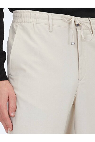 Kip Light Beige Plain Woven Jogging Fit Casual Pants