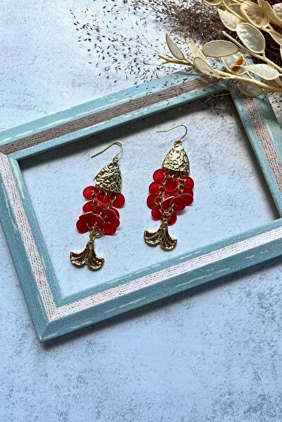 Meva Takı ve Aksesuar Sequin Detailed Fish Earrings I Mev'Art Collection