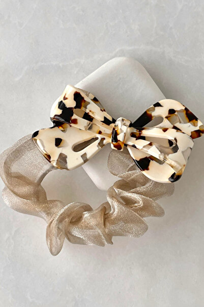 Leo'Stone Cataramă cu fundă cu detaliu din tul elastic cu design multicolor