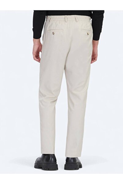 Kip Light Beige Plain Woven Jogging Fit Casual Pants