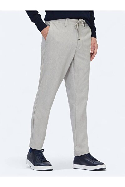 Kip Dark Beige Plain Woven Jogging Fit Casual Pants