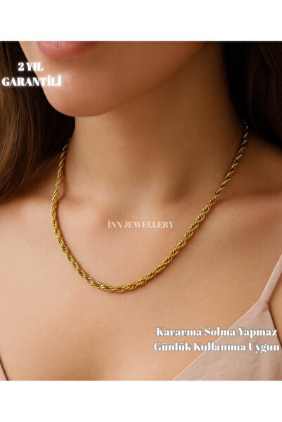 İNN JEWELLERY قلادة فولاذية مقاومة للصدأ بتصميم حلزوني 45 سم (ضمان المصدّر لم...