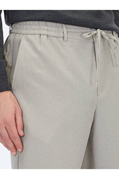 Kip Beige Striped Woven Jogging Fit Casual Pants